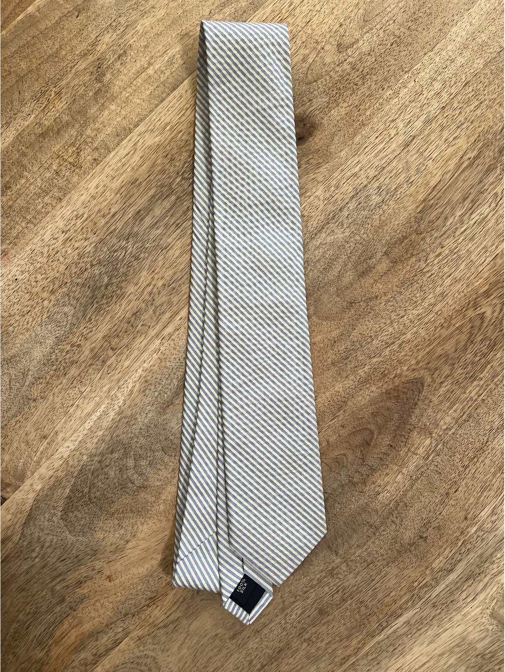 Vintage J.Crew Blue Striped Seersucker Necktie 100% Silk Classic Timeless